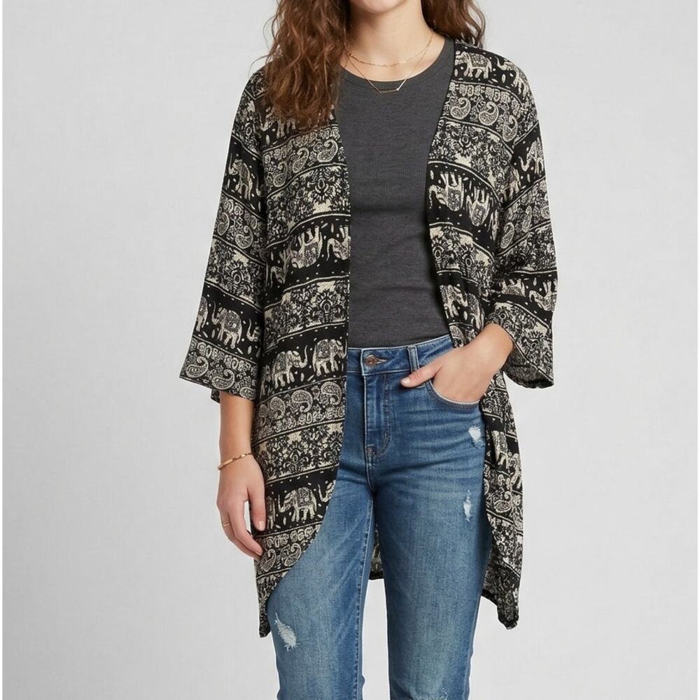 Zanzea Collection Womens Size 18 Elephant Print Open Front Kimono Cardigan